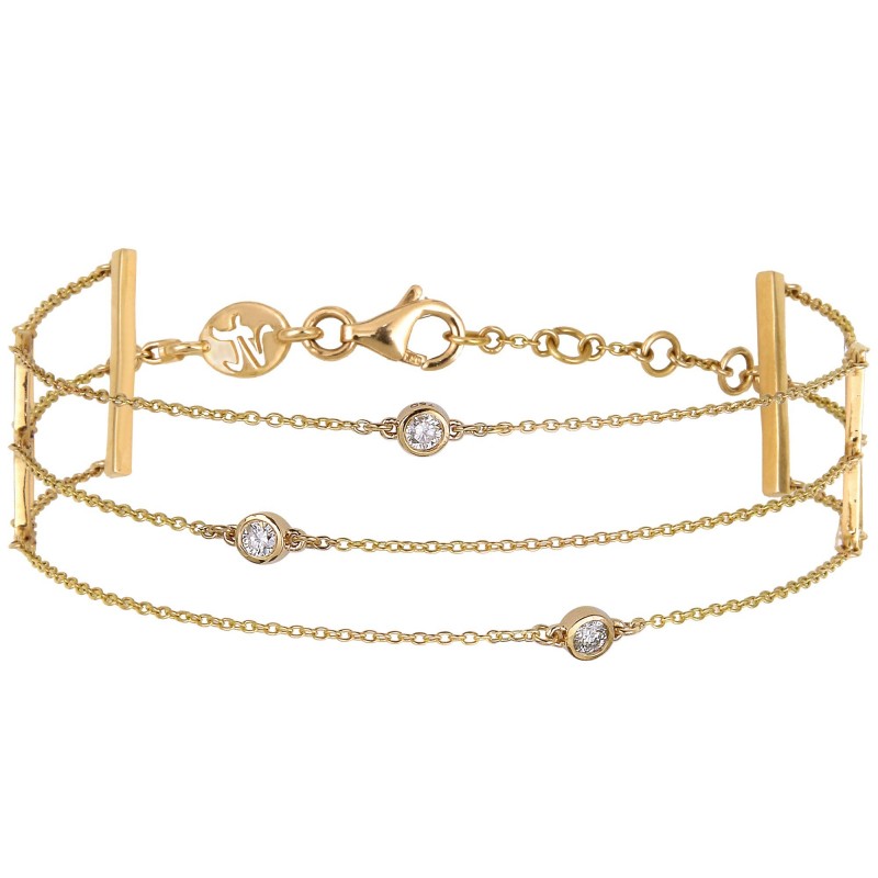 Zoë Chicco 14kt Gold 3 Diamond Bezel Bracelet – ZOË CHICCO