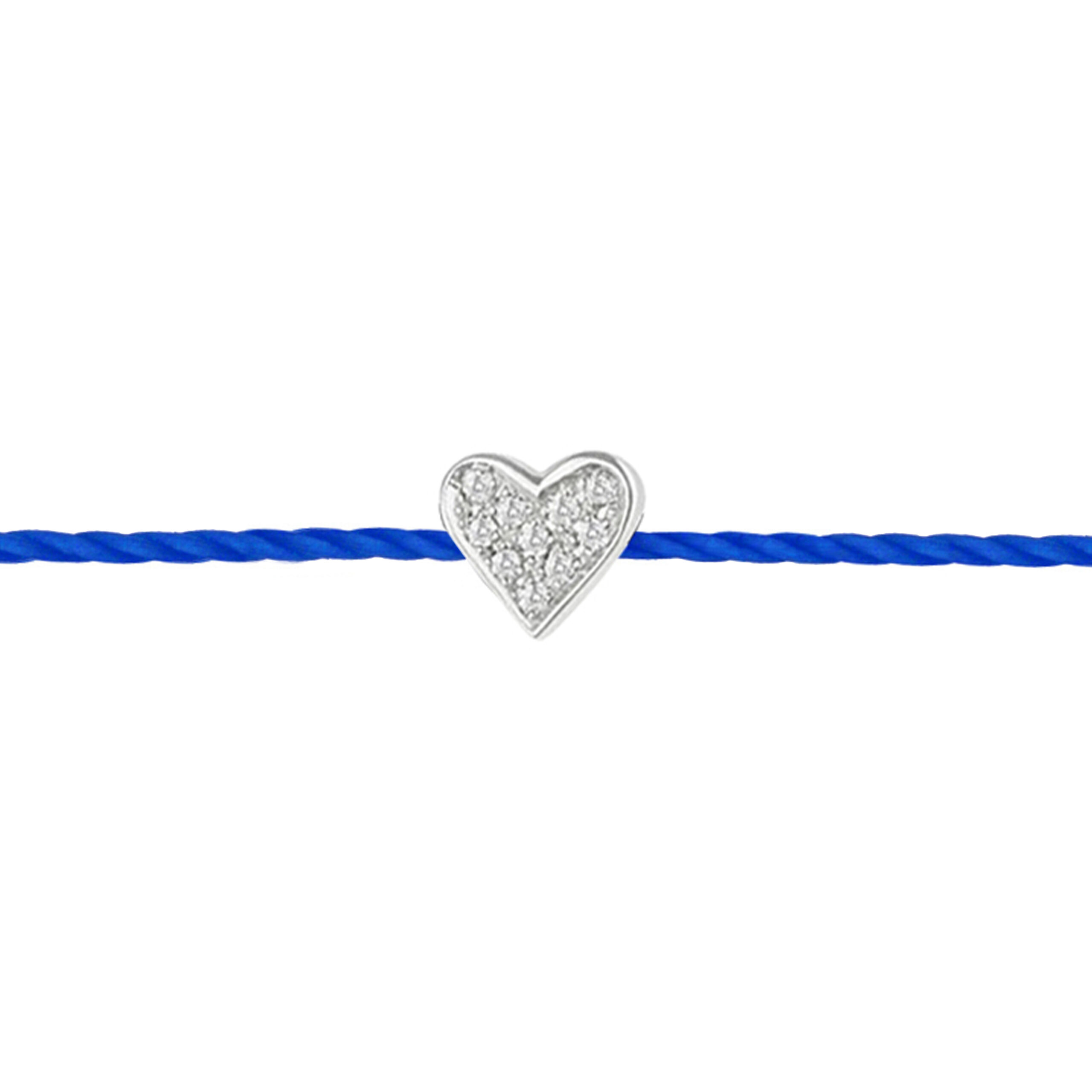 Thread bracelet with a heart paved with diamonds