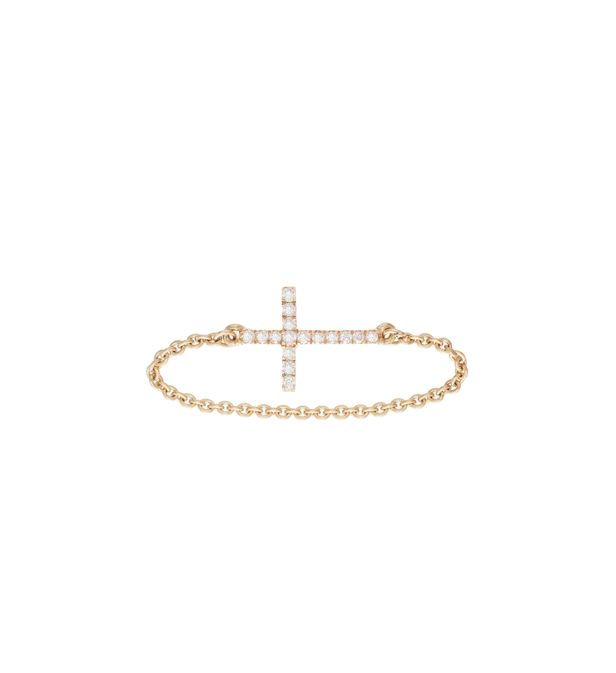Bracelet Chaîne Doré Avec Breloque Croix Et Bague Liée - Taille Ajustable Pour Femme, Neuf