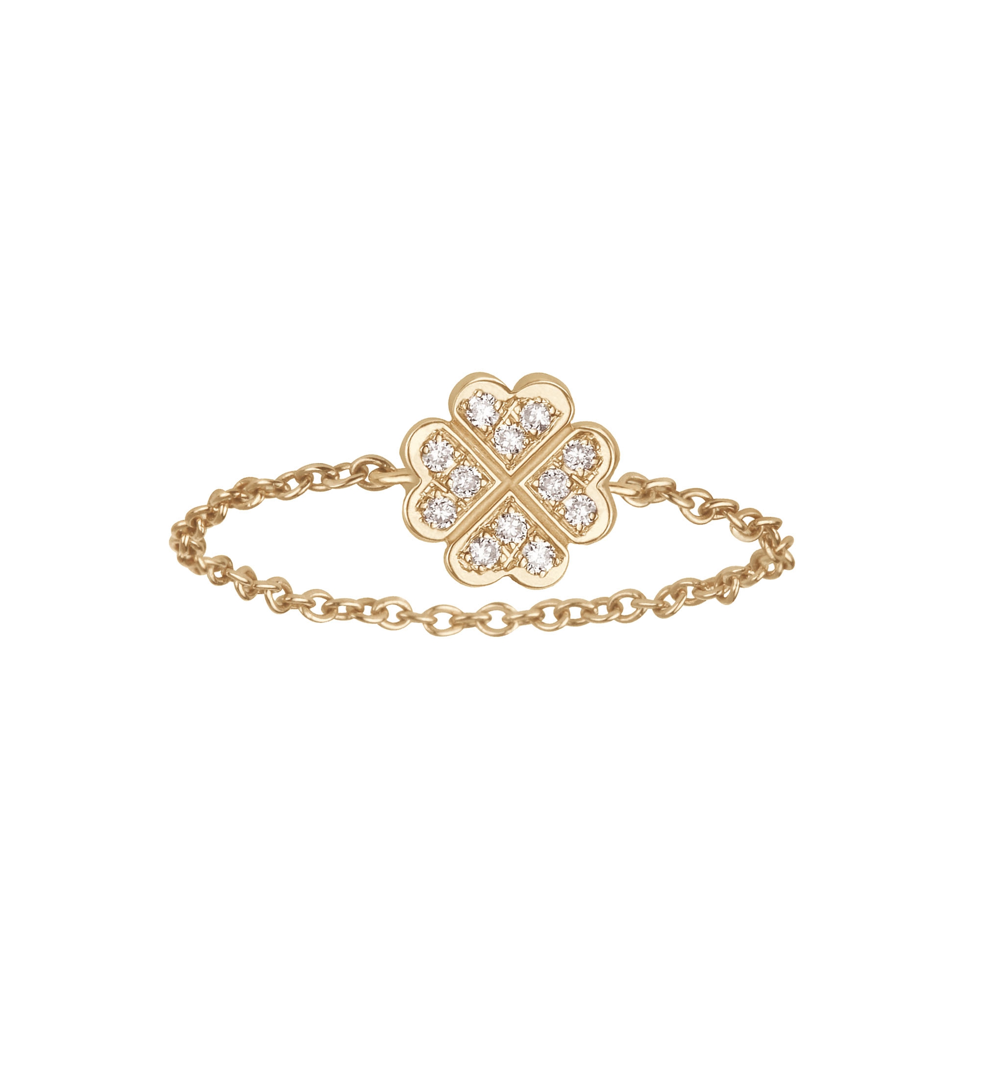 Bague trèfle chaîne en or blanc, rose ou jaune et