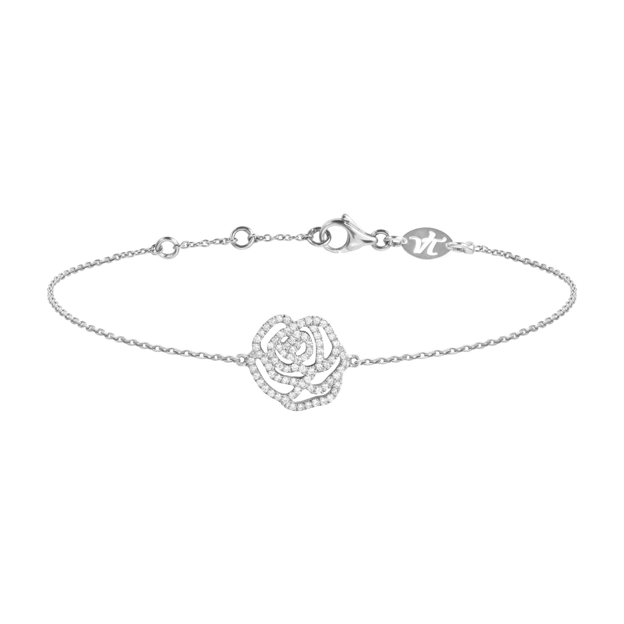 Bracelet Glamour Rose Cristal Zirconium Or Blanc - Neuf Sans Emballage