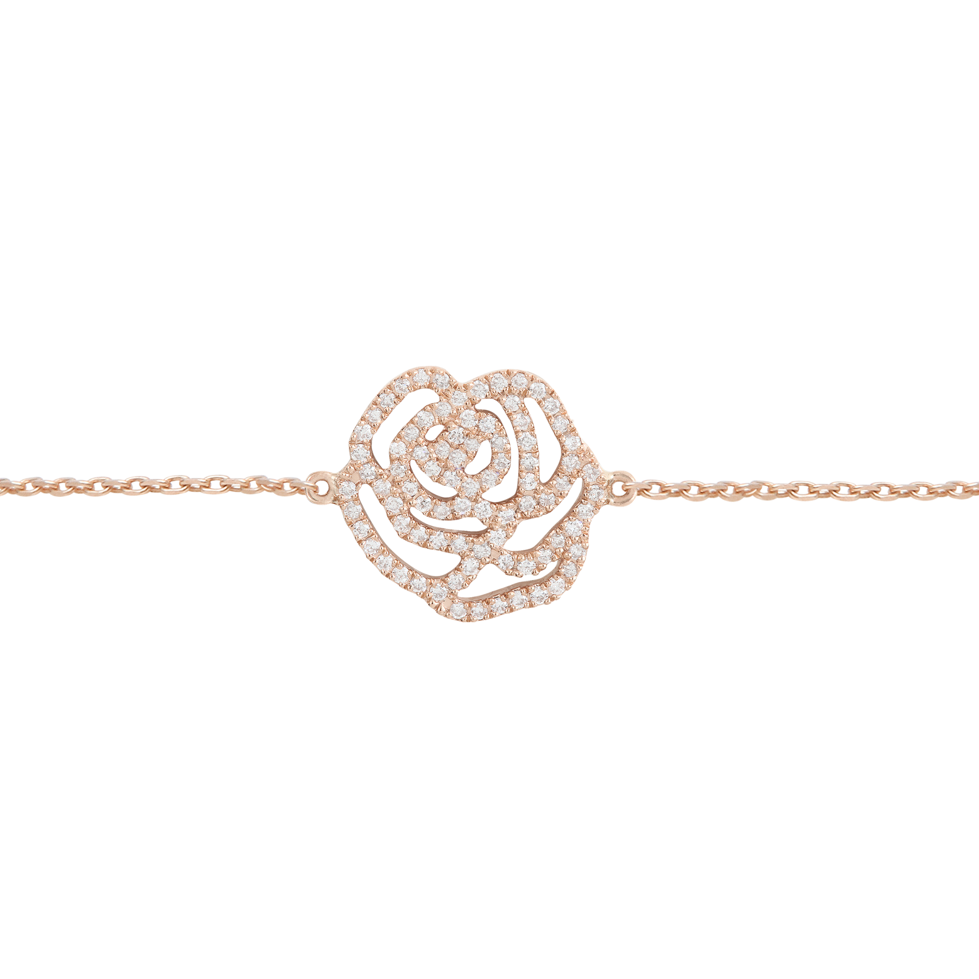 Bracelet Vintage Fleur En Relief Rose Cérusé Avec Cabochon - Modèle 4518