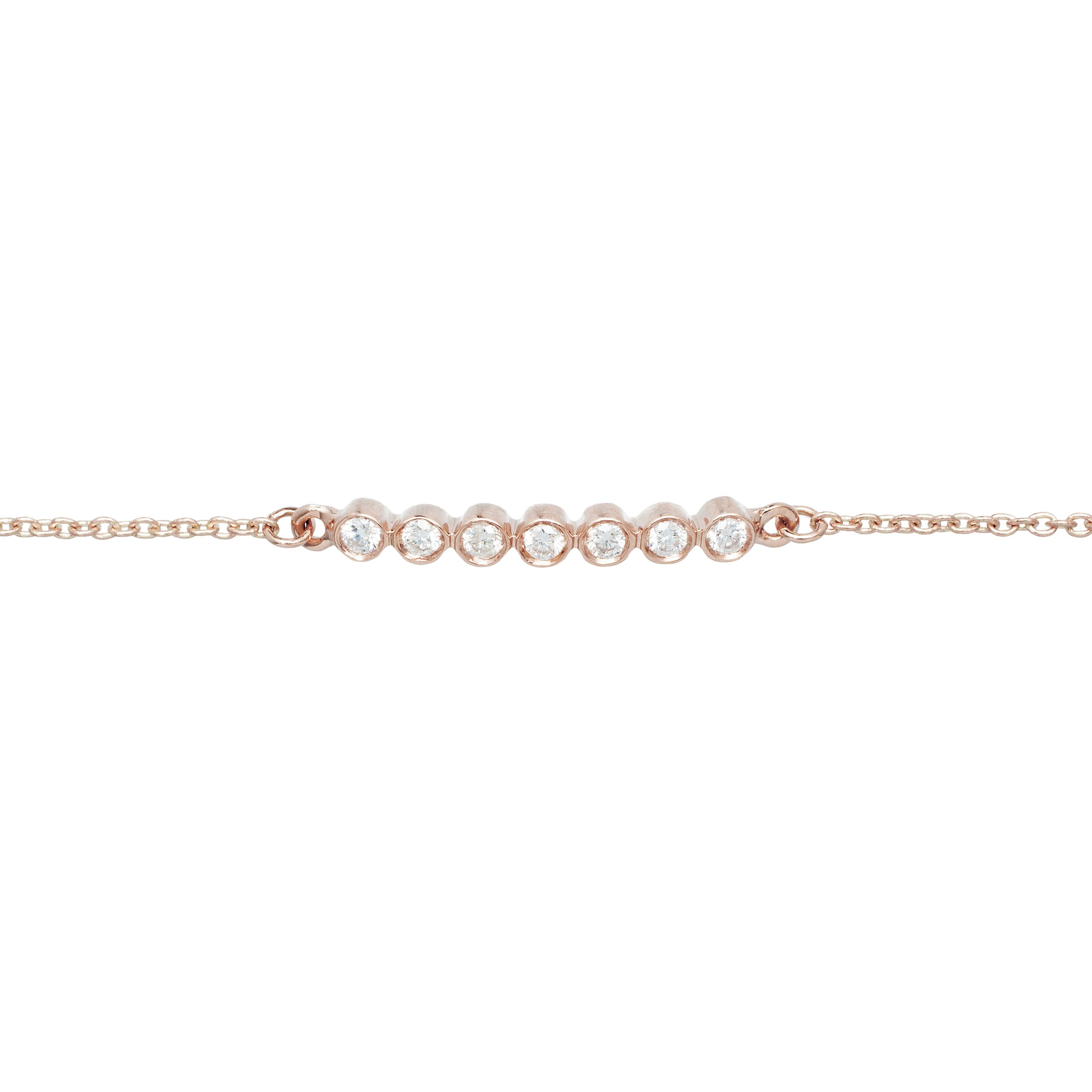 Bracelet en or rose et diamants made in France, bijou tendance rock pour femmes, idéale pour piercing.