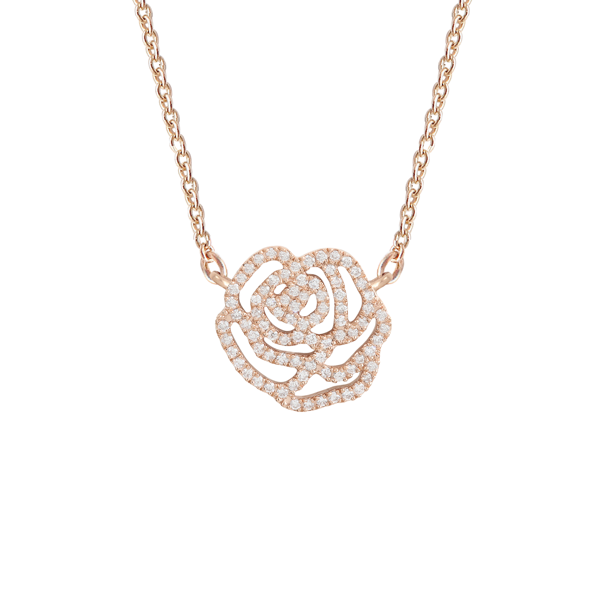 Collier fleur la Rose en or blanc, rose ou jaune et
