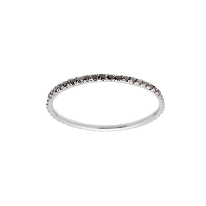 Bague alliance en or blanc et diamants noirs pour femme, bijou de joaillerie fine fabriqué en France est un cadeau idéal.