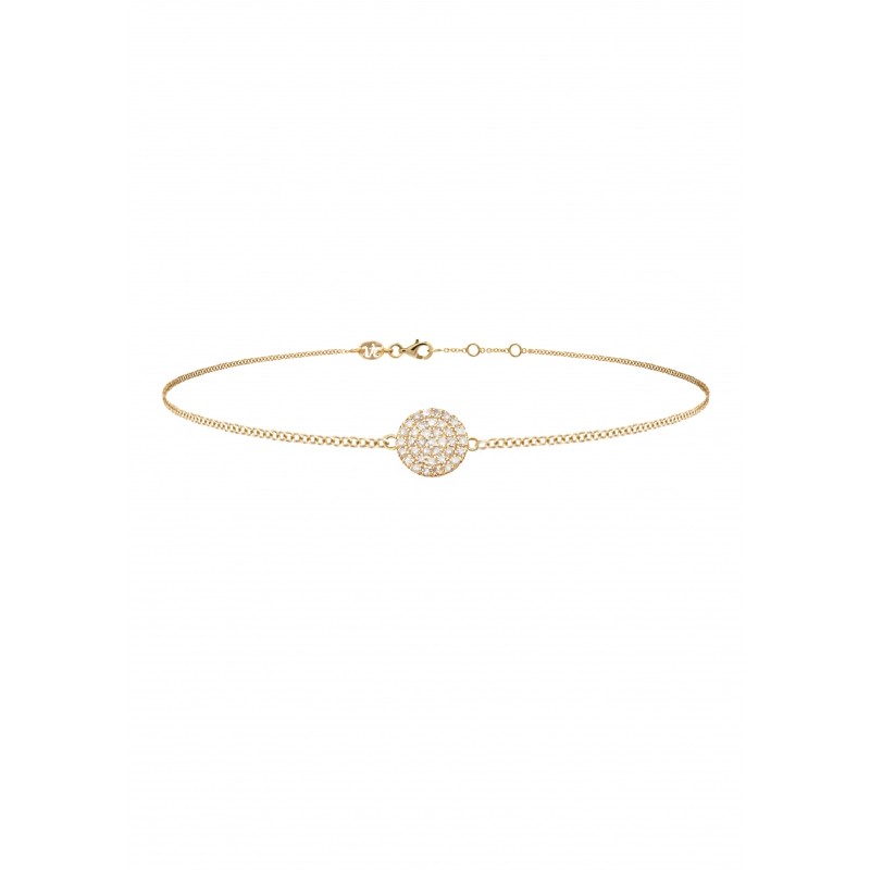 Bracelet en diamants et or jaune fabriqué en France est un bijou pour femme. C'est un cadeau idéal pour Noël, anniversaire, mariage.