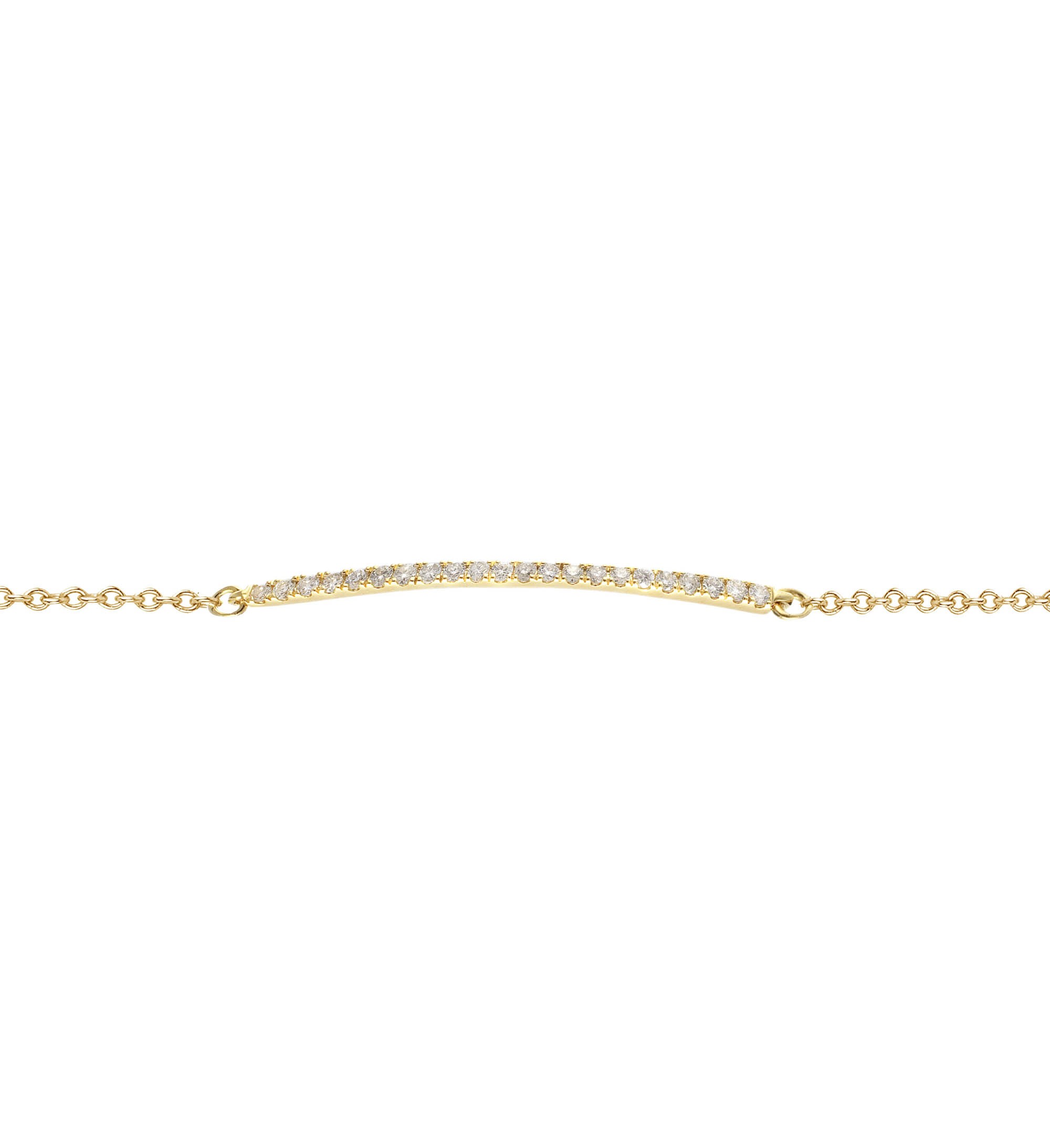 Bracelet chainette en or jaune et diamants fin et tendance à superposer ou à accumuler. Marque de joaillerie fine délicate et raffinée. Bijou fabriqué en France. Cadeau de noël, d'anniversaire, de mariage idéal.