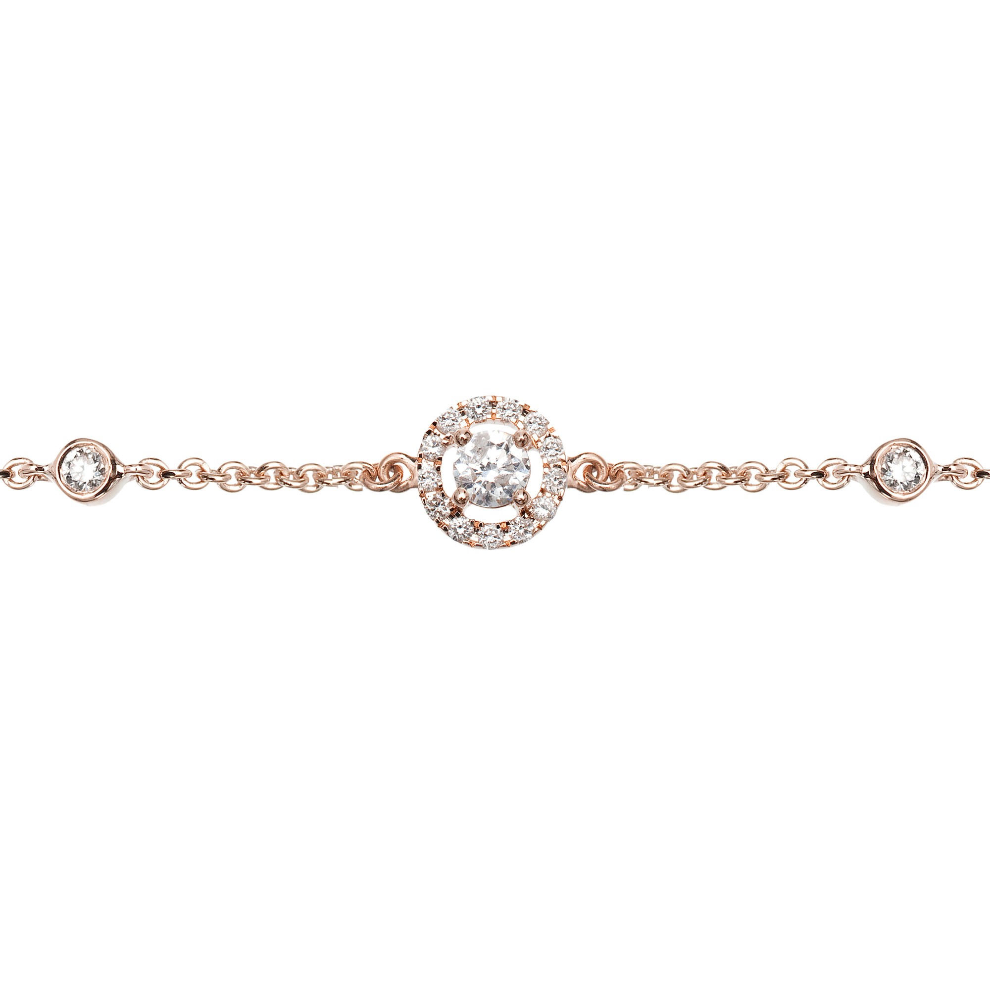 Bracelet chainette en or rose et diamants. Bijoux de luxe élégants et raffinés. Marque de Joaillerie fine moderne. Idéal en cadeau de noël, d'anniversaire et de mariage. Fabriqué en France.