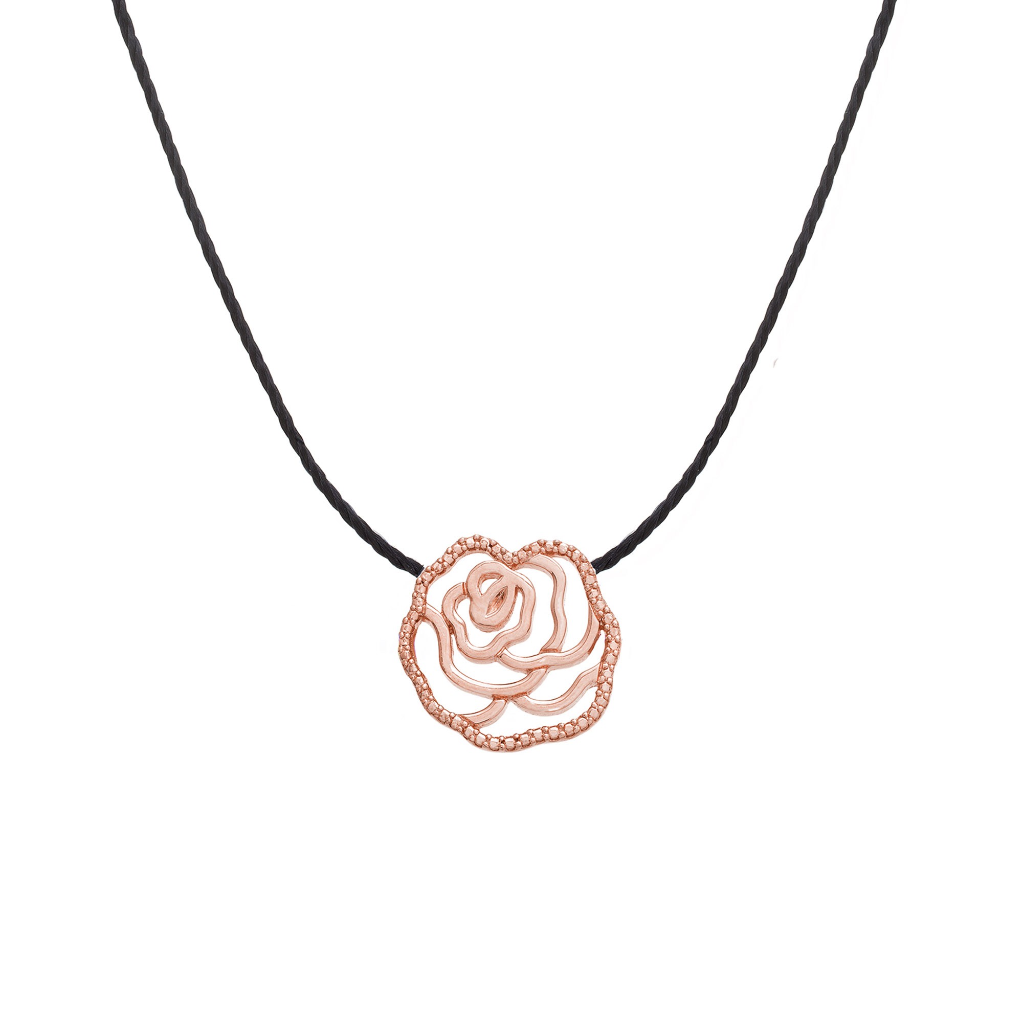 Collier fleur la rose sur fil cordon de couleur est un bijou abordable, accessible et pas cher pour femme et un cadeau original de noël, d'anniversaire, d'amour ou d'amitié idéal. Fabriqué en France.