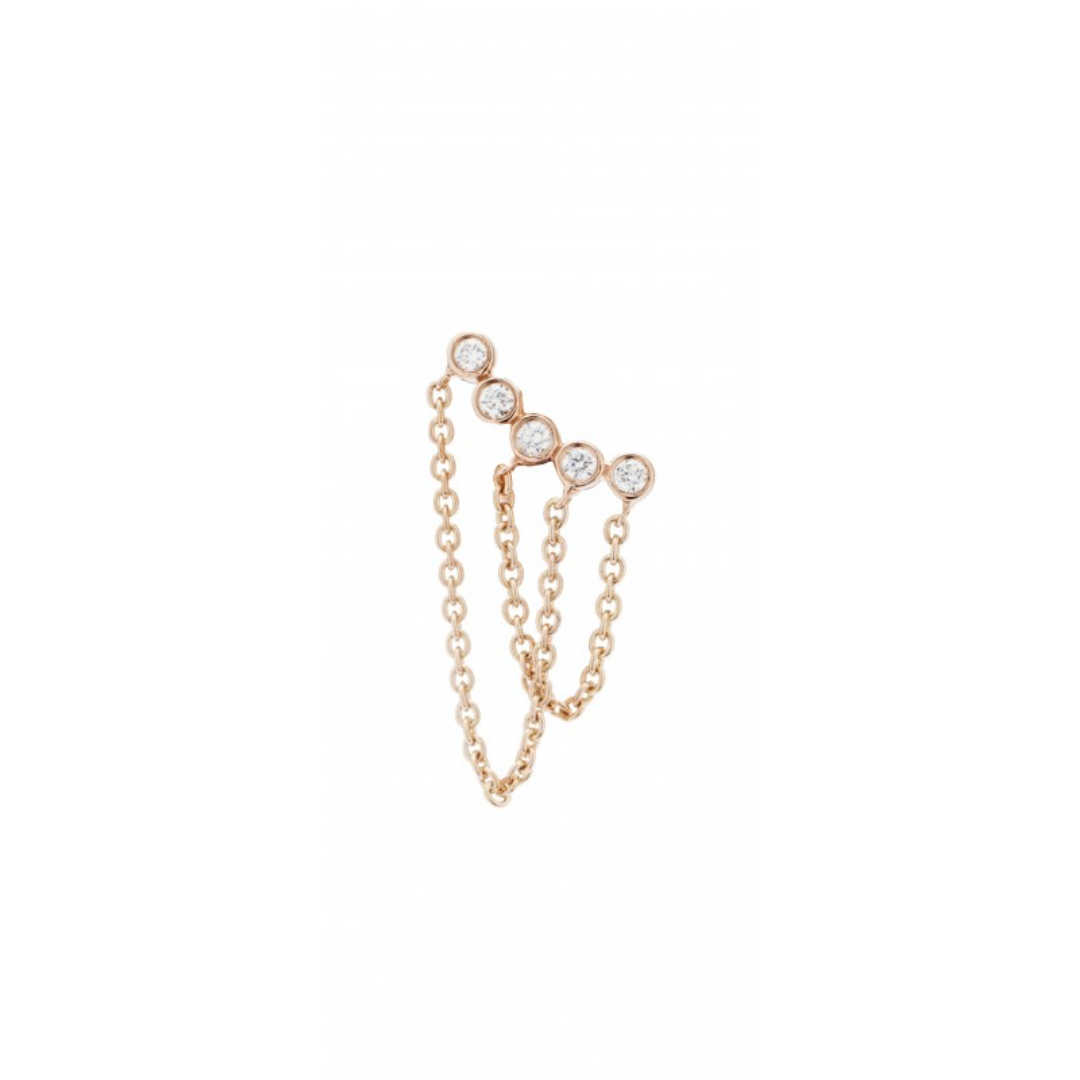 Mono boucle d'oreille anneau créole en or rose et diamants noirs made in France, bijou tendance rock pour femmes, idéal pour piercing.