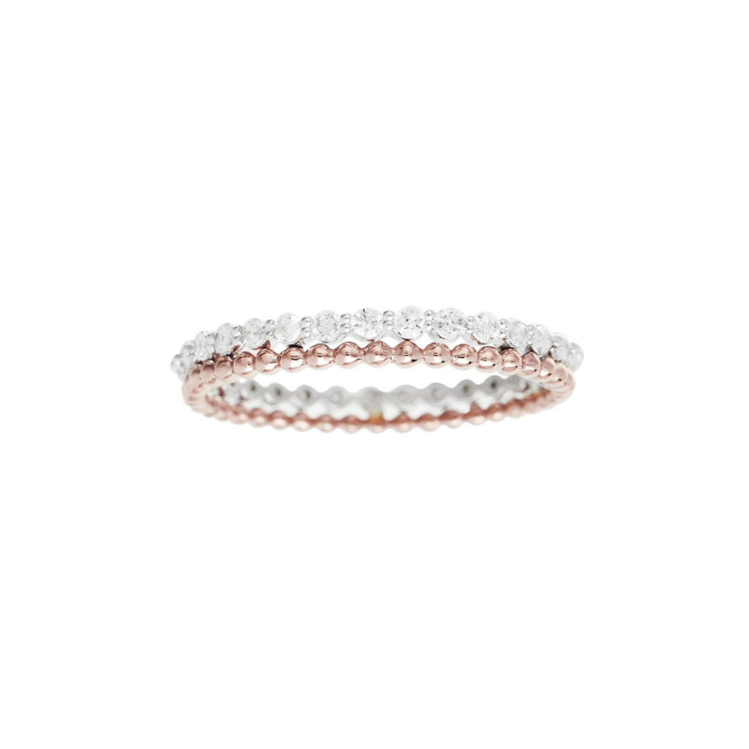 Bague en or rose et diamants. Bijoux de luxe élégants et raffinés pour femme. Marque de Joaillerie fine moderne, tendance et mode. Cadeau de noël, d'anniversaire et de mariage idéal. Fabriqué en France.