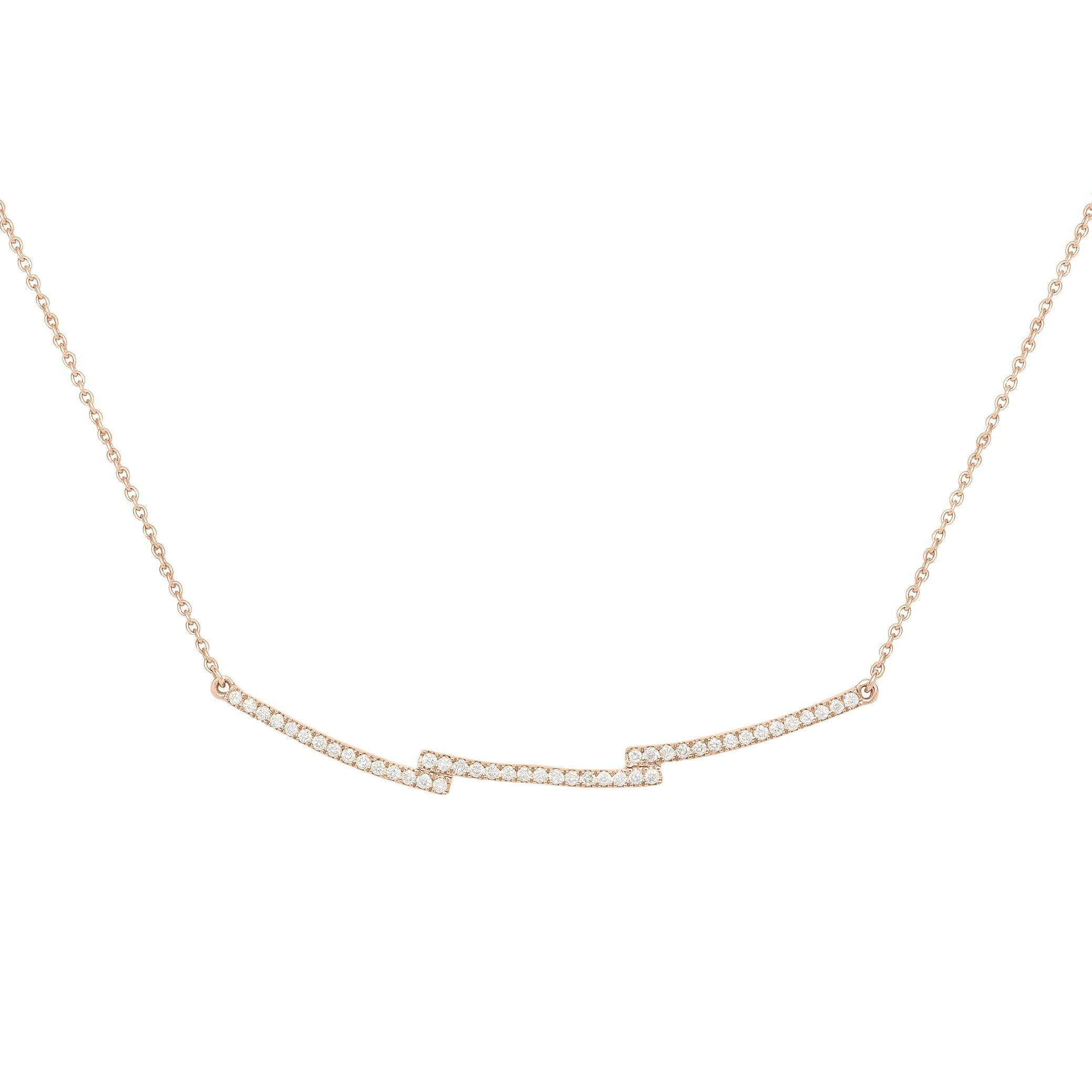 Collier pour femme en or rose et diamants de luxe, élégant et raffiné. Marque de Joaillerie fine de luxe moderne et tendance. Cadeau de noël, d'anniversaire et de mariage idéal