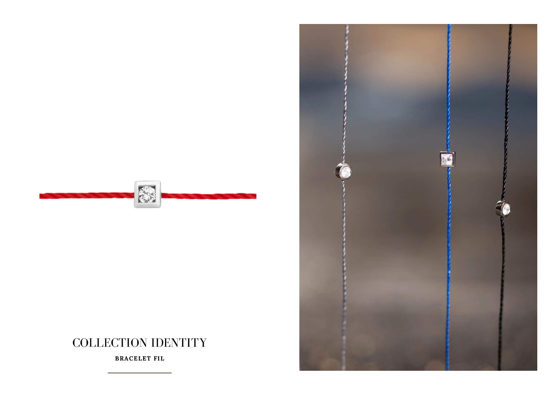 Bracelet diamant carré sur fil cordon rouge de jérusalem porte bonheur pour femme est un bijou tendance abordable, accessible et pas cher made in France, prisé par les stars et les célébrités, à superposer ou à accumuler et un cadeau d'anniversaire, d'amour ou d'amitié idéal.