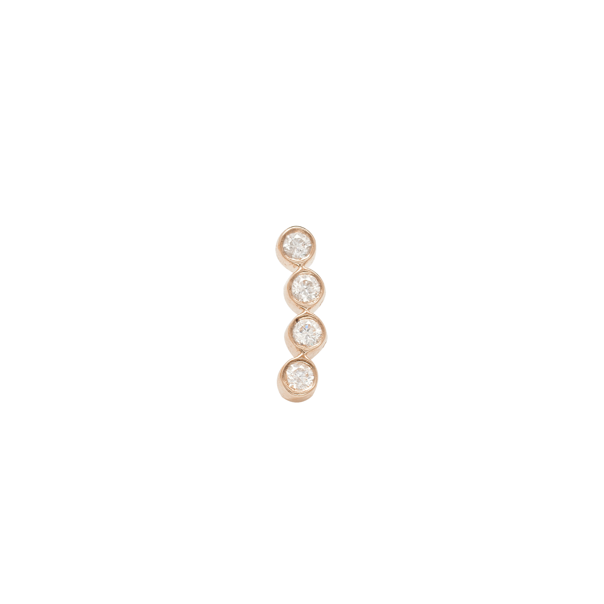 Mono boucle d'oreille montante unique en or rose et diamants. Bijou rock chic fabriqué en France. Marque de Joaillerie fine portée par les célébrités. Cadeau de noël, d'anniversaire ou de mariage idéal.