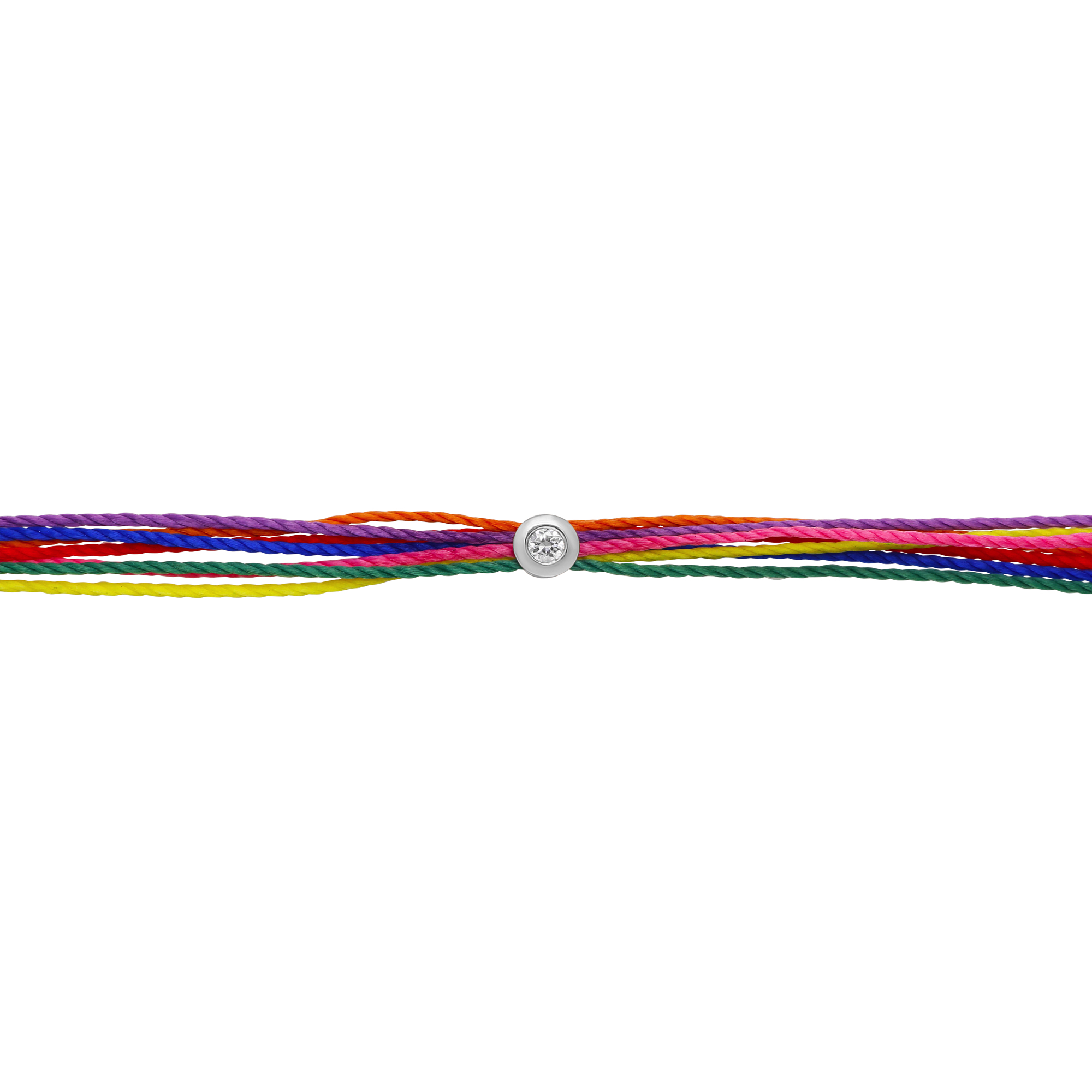 Bracelet fils multicolores et diamant pour homme et femme. bijou LGBTQ+ rainbow tendance et mode en fils de couleurs arc en ciel, symbole de tolérance et de paix très prisé par les stars et les célébrités. Cadeau pas cher et abordable pour Noël et anniversaire. Fabriqué en France.
