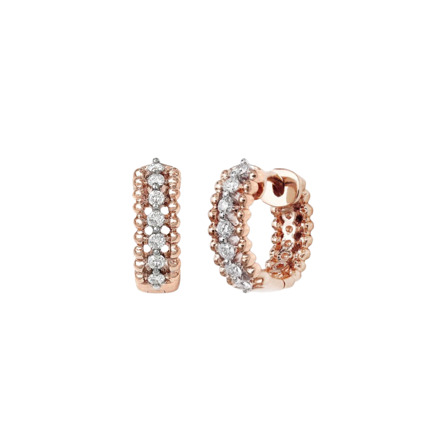 Lot De 2 Boucles D'oreilles Créoles Or 14 Carats Superposées - Argent Massif, Diamants Et Perles - Neuf