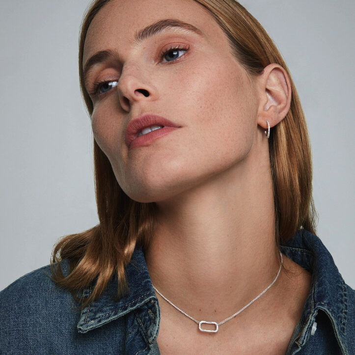 Pendentif Cœur Cristal Sur Chaîne Dorée 42+5cm - Style Love - Neuf Sans Emballage
