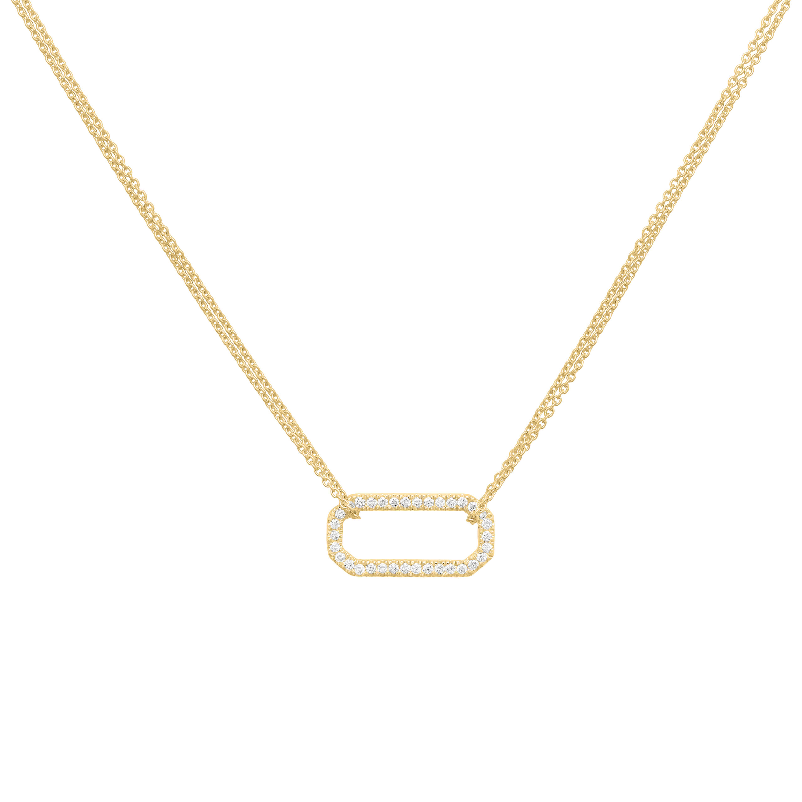 Double chain necklace gold and diamond contemporary jewels