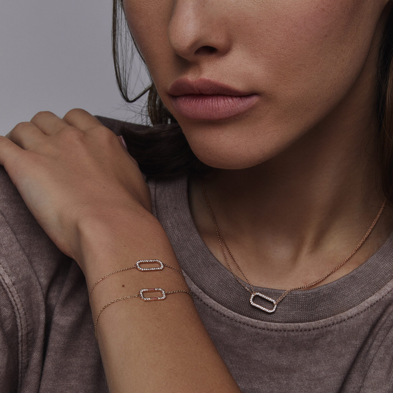 Bracelet in white, yellow and rose gold and diamonds Céleste